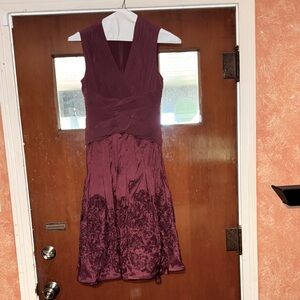 Adrianna Papell Burgundy Sleeveless Midi Dress